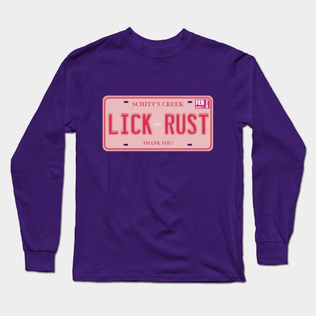 Lick Rust License Plate Long Sleeve T-Shirt by Movie Vigilante